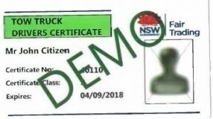Tow Truck Driver Certificate Image